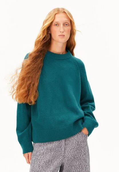 ARMEDANGELS Armedangels Wool Knit Damen Strickpullover aus recycelter Wolle mit Bio-Wolle, Petrol velvet, – Produktbild 2 von 5