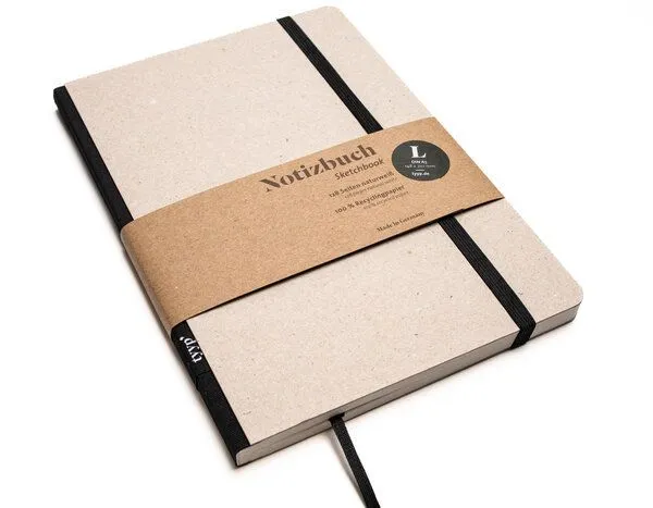 tyyp tyyp Notizbuch A5 – 100% Recyclingpapier – handmade in Germany – Klassik Öko, Schwarz, – Produktbild 2 von 4