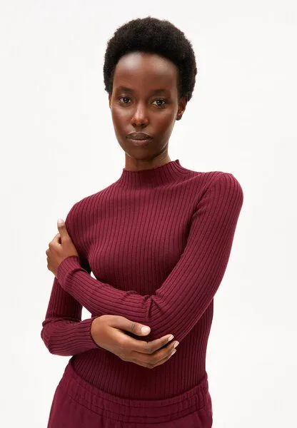 ARMEDANGELS ARMEDANGELS ALAANIA Damen Pullover Slim Fit aus Bio-Baumwolle, Velvet red, – Produktbild 2 von 3