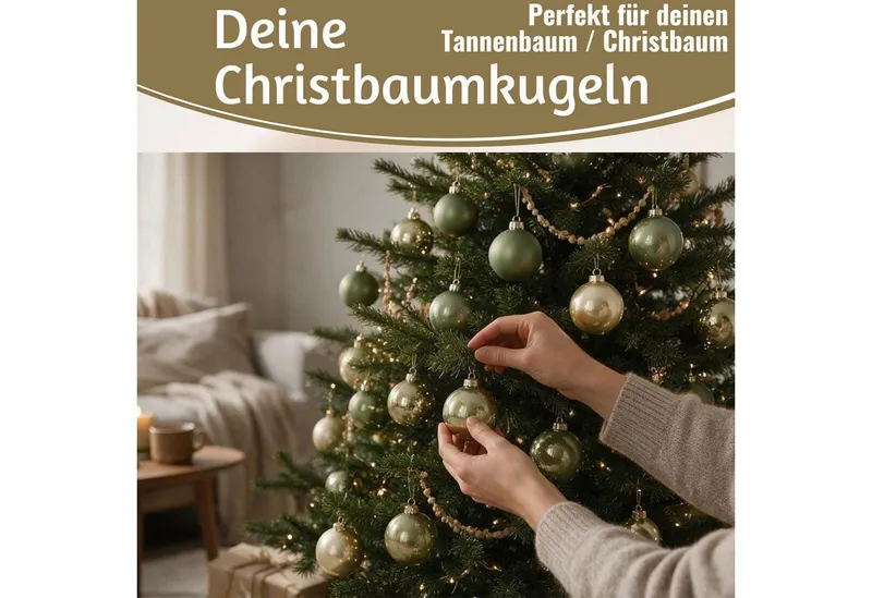 LS-LebenStil Weihnachtsbaumkugel 18-20 Design Glas Weihnachtskugeln 6cm Grün Rosmarin Christbaum Dekoku (18 St), Edle Weihnachtsdeko Matt / Glänzend Weihnachtsbaumschmuck Deko Kugeln, Grün, – Produktbild 5 von 5