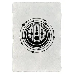 Veskor Cassiopeia Veskor Cassiopeia ORBIT Kornkreis Linoldruck | 21 x 29,7 cm (A4) | Schwarz auf Naturweiß – Produktbild 1 von 1