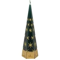 El Puente El Puente Kerze "Weihnachtsbaum mit Sternen" | Fair Trade & Handmade aus Indien, Gold,grün, – Produktbild 1 von 1