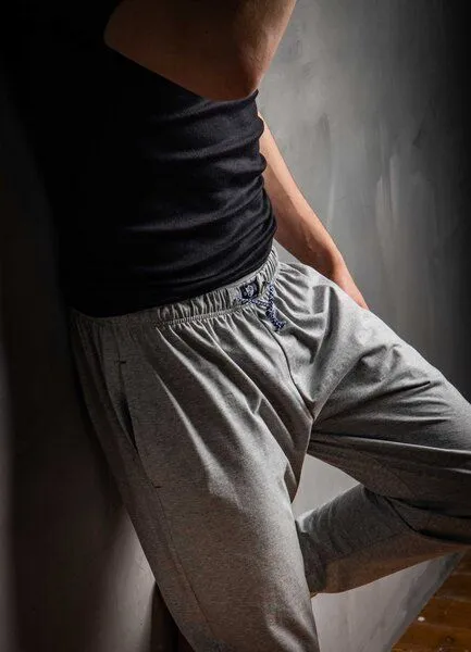 Haasis Bodywear Haasis Bodywear Herren Pyjamahose mit Bündchen, Seitentaschen, Single Jersey, Bio Baumwolle, GOTS, Graumeliert, – Produktbild 1 von 4