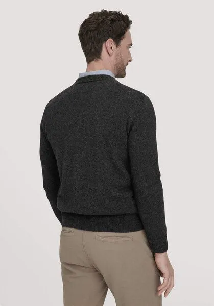 hessnatur hessnatur Strick Pullover Regular aus Bio-Merinowolle mit Bio-Baumwolle, Anthrazit, – Produktbild 2 von 4