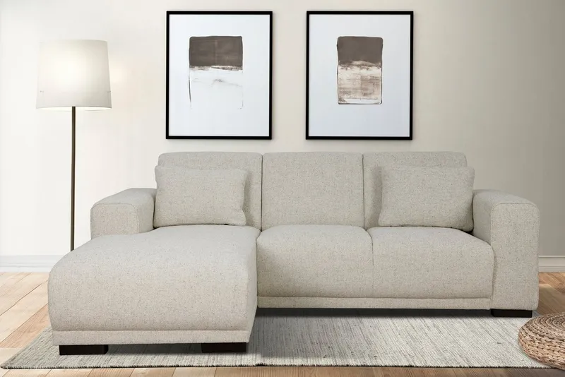 OTTO home Ecksofa BORNHOLM L-Form, B: 234 cm - OTTO. Verlässliche Qualität., Recamiere links oder rechts bestellbar, Wellenfederung, inkl. 2 Kissen, Beige, – Produktbild 1 von 8