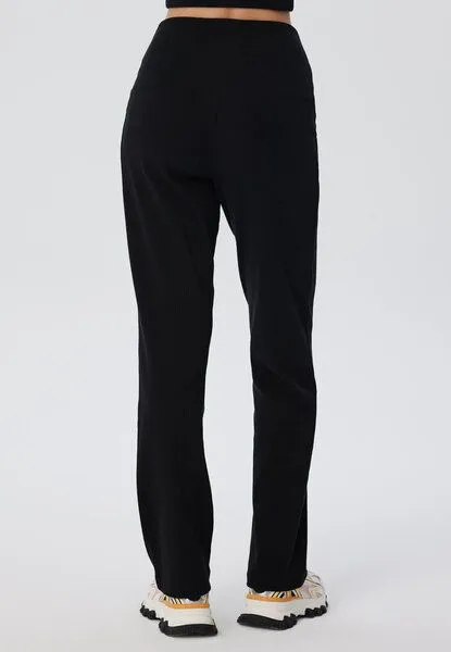 Leela Cotton Leela Cotton Damen Ripp-Hose aus 100% Bio-Baumwolle, Schwarz, – Produktbild 2 von 3