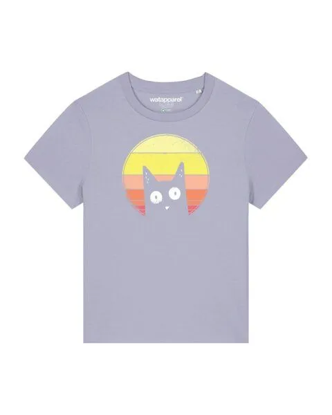 watapparel watapparel T-Shirt Frauen Sunset Cat, Lavender, – Produktbild 1 von 3