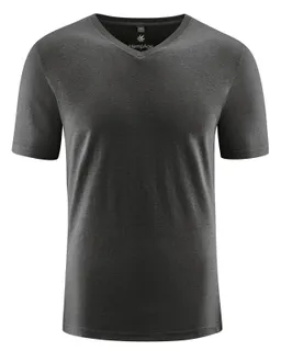 HempAge Hempage Herren vegan T-Shirt Mit V-Ausschnitt Schmal Geschnitten Schwarz – Produktbild 1 von 1