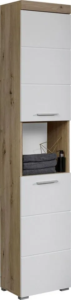 welltime Hochschrank Avena Badschrank mit 2 Türen & 1 Fach - (B/T/H) 37/31/190 cm, Beige, – Produktbild 3 von 4