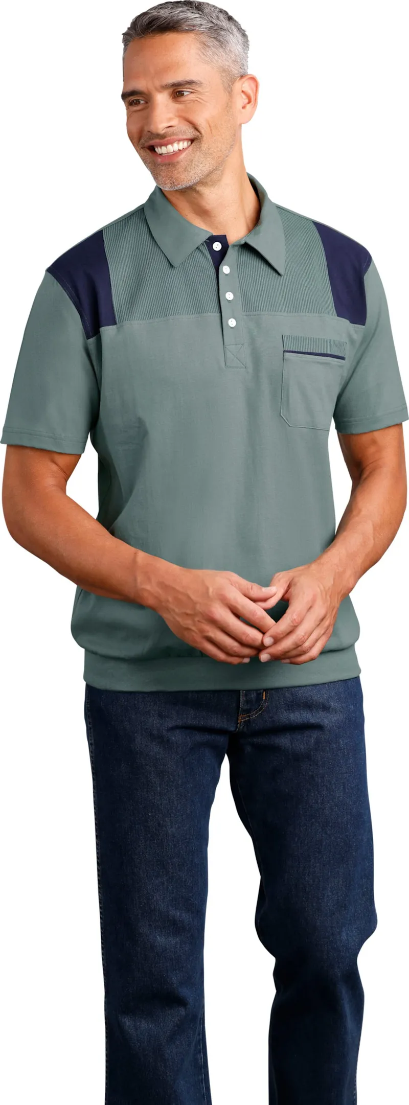 Witt Poloshirt, Jadegrün-marine, – Produktbild 2 von 3