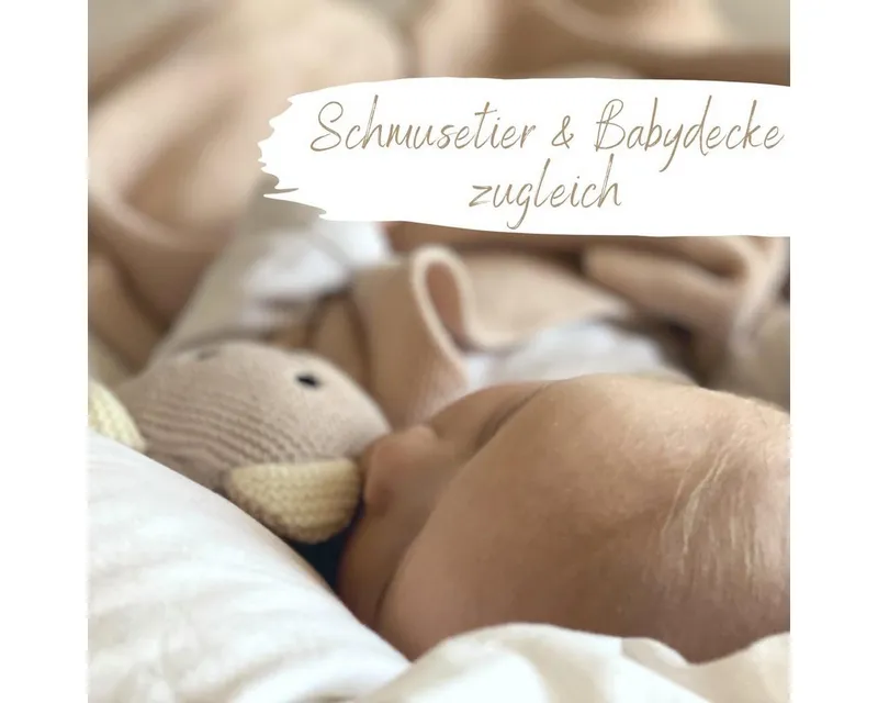 Babydecke DIKOS® Babydecke SCHMUSE-Bär Baby Geschenk Mädchen Junge Geschenkset, DIKOS, Geschenk zur Geburt, PREMIUM Qualität, 100 % BIO Baumwolle, Beige, – Produktbild 5 von 5