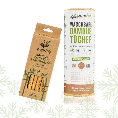 pandoo Bambus Set - pandoo Bambus Tücher und Cocktail-Strohhalme – Produktbild 2 von 4