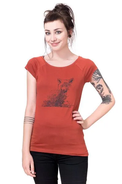 Hirschkind Hirschkind Bio-& Fair-Trade-Frauenshirt "Kleiner Fuchs" rostot – Produktbild 2 von 3