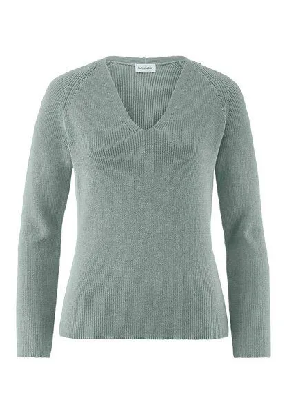 hessnatur hessnatur Strick Pullover Regular aus reiner Bio-Baumwolle, Mattgrün, – Produktbild 3 von 4