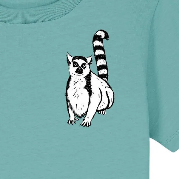 Spangeltangel Spangeltangel Kinder-T-Shirt "Lemuren", Biobaumwolle, Affe, Kurzarm, Hellblau, – Produktbild 3 von 4