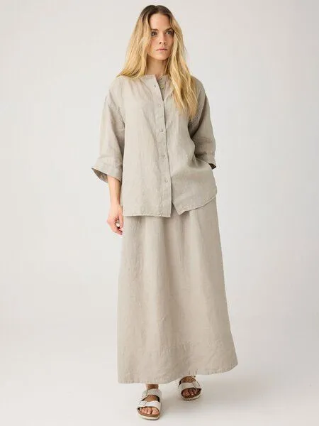 KnowledgeCotton Apparel KnowledgeCotton Apparel Maxi Rock aus Bio-Leinen, Grün-yarndyed-twill, – Produktbild 1 von 2