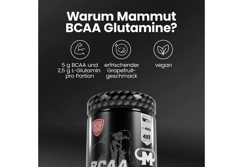 Mammut Nutrition Mammut Nutrition BCAA Glutamine Powder - Grapefruit - 450 g Dose Pulver, 450 g – Produktbild 3 von 5
