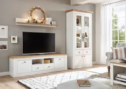 OTTO home Wohnwand Westminster, Anbauwand im Landhausstil, Komplettset, Wohnzimmer-Set, (Set, 3-St), Set besteht aus 1 Vitrine, 1 Lowboard und 1 Wandregal – Produktbild 1 von 1