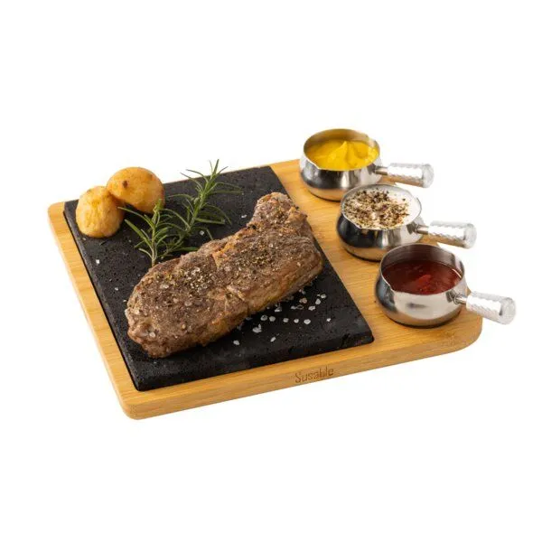 Susable Susable PFAS-Frei Raclette Lava Stein Tisch Grillset 3 Soßen-Töpfe – Produktbild 4 von 6