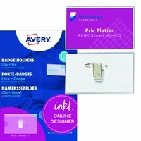 Avery Zweckform Avery Zweckform 50 Namensschilder mit Hülle, Clip+Pin, 90 x 54 mm – Produktbild 3 von 3