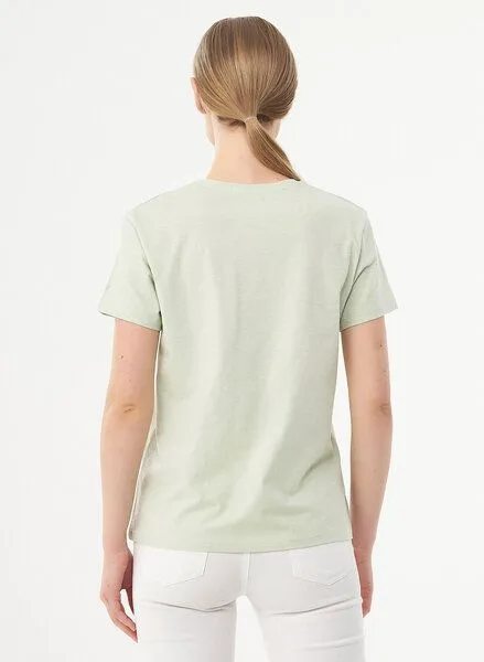 ORGANICATION ORGANICATION Damen Basic T-Shirt aus Bio-Baumwolle mit V-Ausschnitt, Sage green, – Produktbild 4 von 4