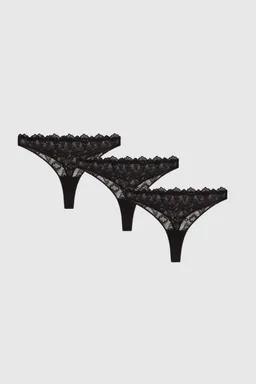 Understatement Understatement Damen vegan Multipack 3x Tanga Spitze Schwarz – Produktbild 1 von 1