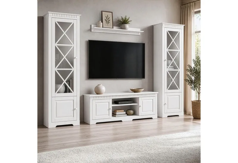 OTTO home Vitrine Lisa aus schönem massivem Kiefernholz, mit einer schönen Glastürfront, Weiß, – Produktbild 4 von 5