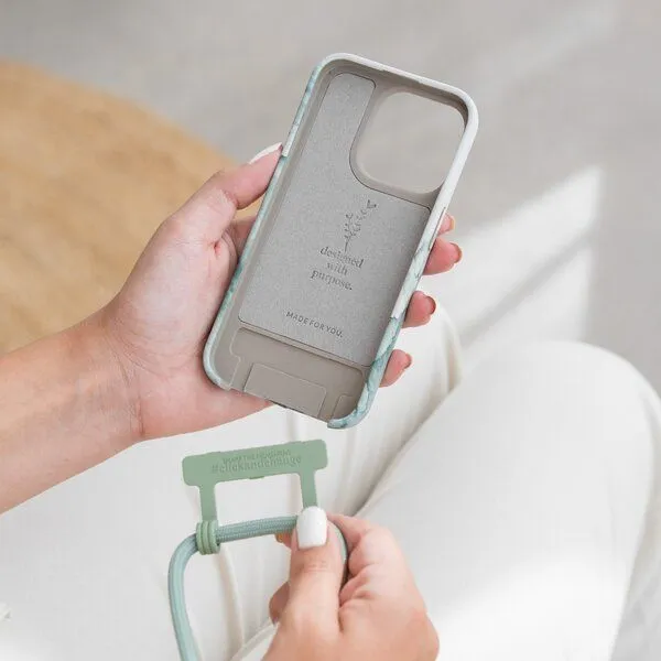 change the label change the label Change Case - 2in1 Handyhülle, iPhone mit geflochtener Kordel, Aqua green + weiß, – Produktbild 3 von 4