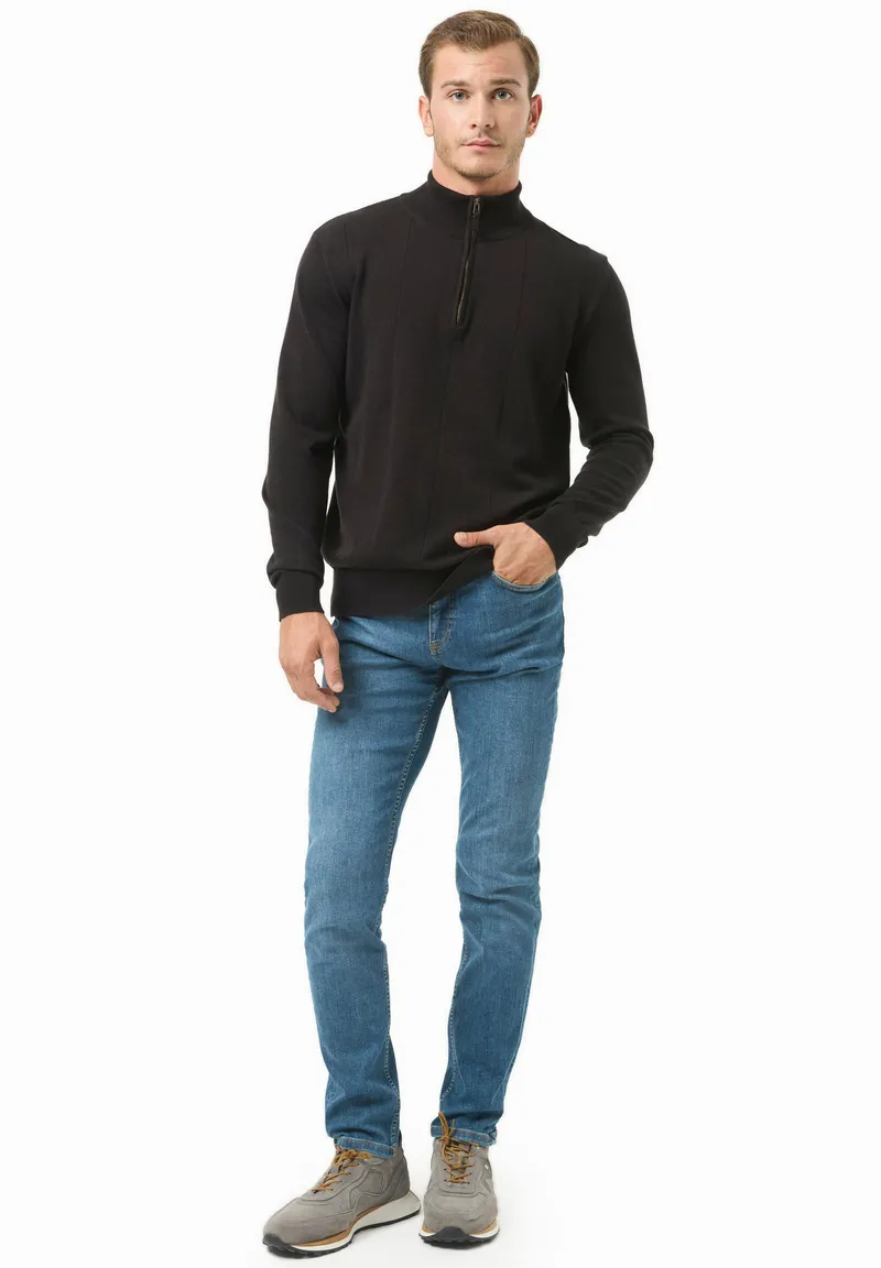 ORGANICATION ORGANICATION Herren vegan Troyer Pullover Schwarz, Schwarz, – Produktbild 1 von 2