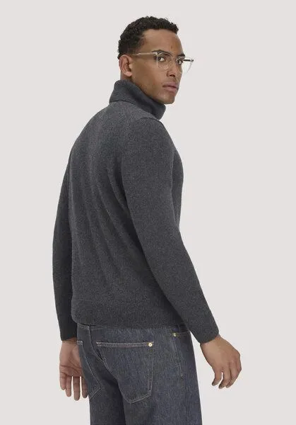 hessnatur hessnatur Rollkragen-Pullover Regular aus Bio-Merinowolle und Bio-Baumwolle, Anthrazit, – Produktbild 2 von 4