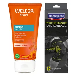 Weleda Sportset: Weleda Kühlgel Arnika & Hansaplast Knie-bandage S/m – Produktbild 1 von 1