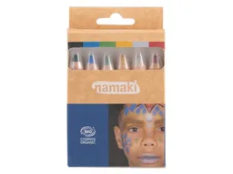 Namaki Kinder Bio Schminkstifte Set 6-teilig "Weltall" schwarz, blau, grün, gold, silber, rot – Produktbild 1 von 1