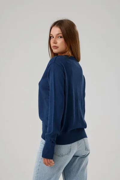 GORG GORG Damen Strickpullover mit V-Ausschnitt, Navy, – Produktbild 3 von 4
