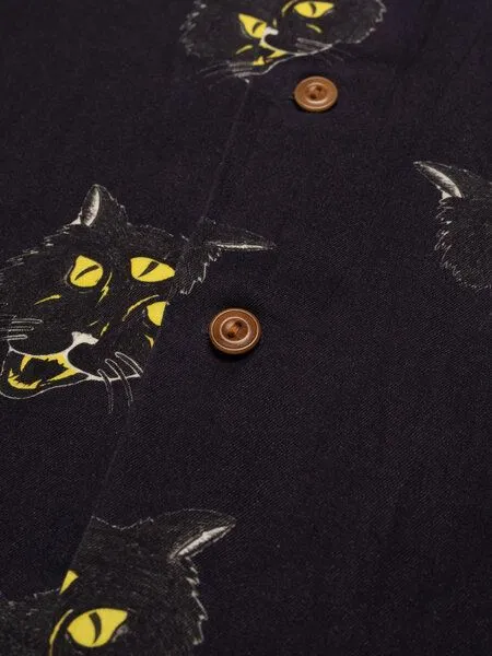 Nudie Jeans Nudie Jeans Kurzarm-Hemd Arvid The Cat, Hawaii antracite, – Produktbild 4 von 4