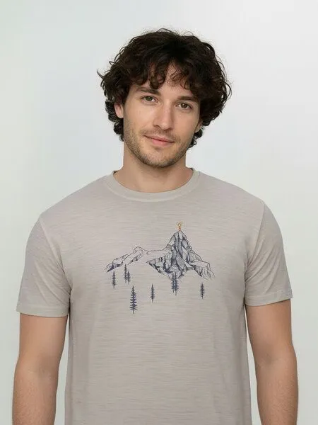 GreenBomb GREENBOMB Bike Destination Loom - Funktionales T-Shirt aus Merino-Wolle / hochwertiger Print / Fair & Vegan, Grau (sandstone), – Produktbild 2 von 4