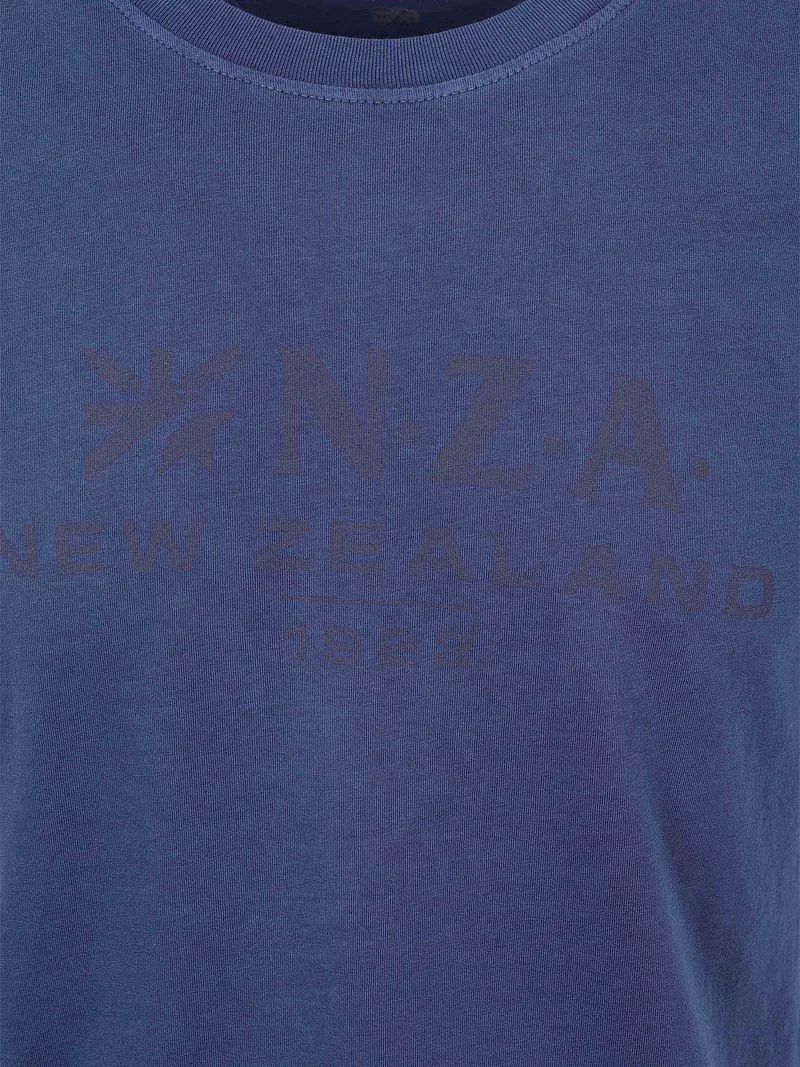 new zealand auckland new zealand auckland NZA T-Shirt Faded Logo Navy, Hellblau, – Produktbild 4 von 5