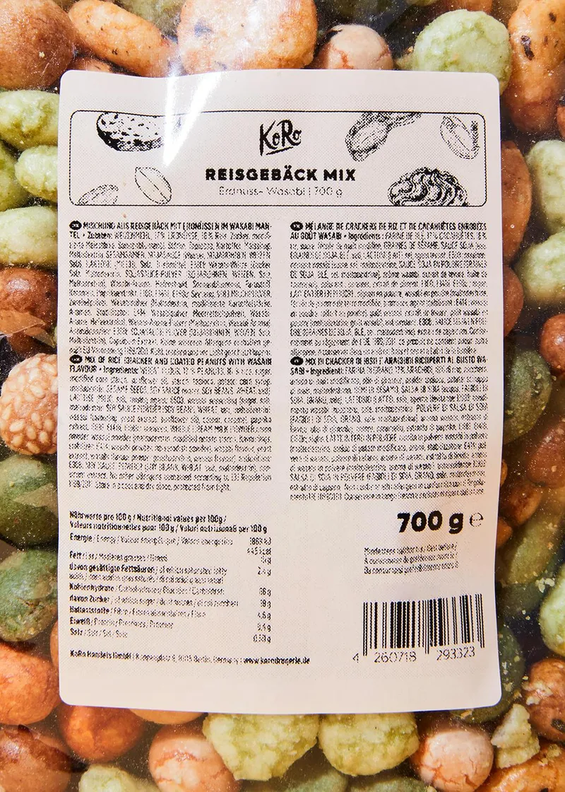 KoRo Reisgebäck Mix Erdnuss-Wasabi 700 g – Produktbild 3 von 5