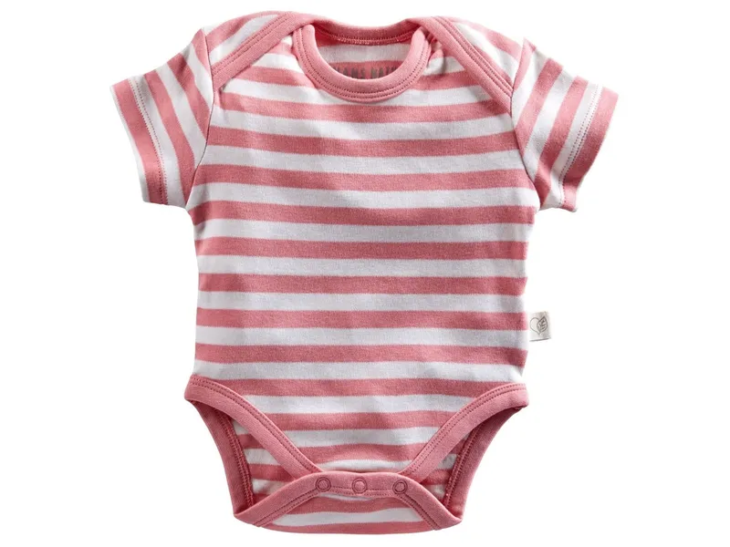 HANS NATUR Baby Body Kurzarm Bio Baumwolle rosa-off white Gr.86/92, Mehrfarbig, – Produktbild 1 von 2