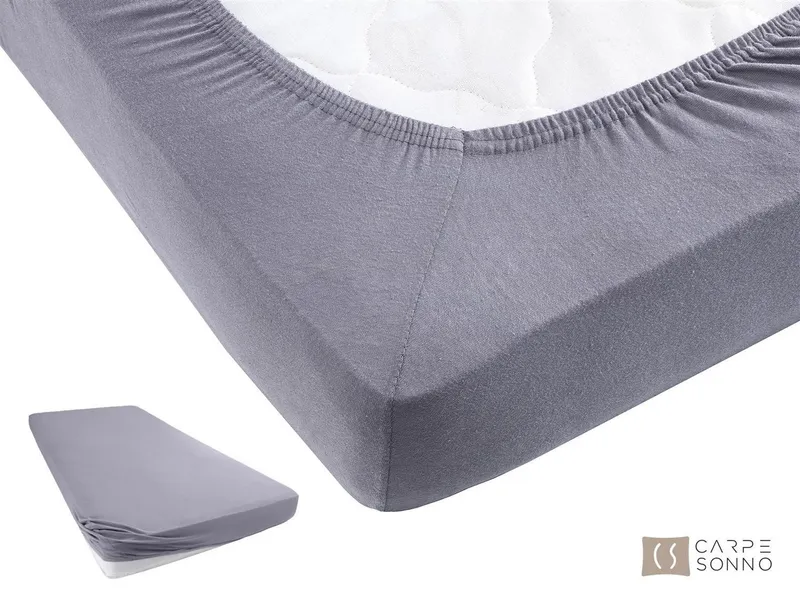 Carpe Sonno Spannbettlaken Heavy Jersey 90x200 100x200 120x200 140x200 160x200 180x200 200x200, Jersey, Gummizug: rundum, (1 Stück), Weiches Spannbetttuch Bügelfrei, Bettlaken 90x200 Grau, Grau, – Produktbild 1 von 5