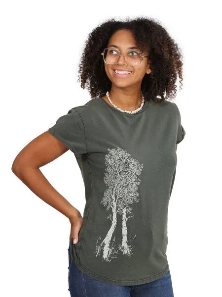 Life-Tree Life-Tree Shirt aus Biobaumwolle Fairwear für Damen "Birke", Grün, – Produktbild 3 von 5