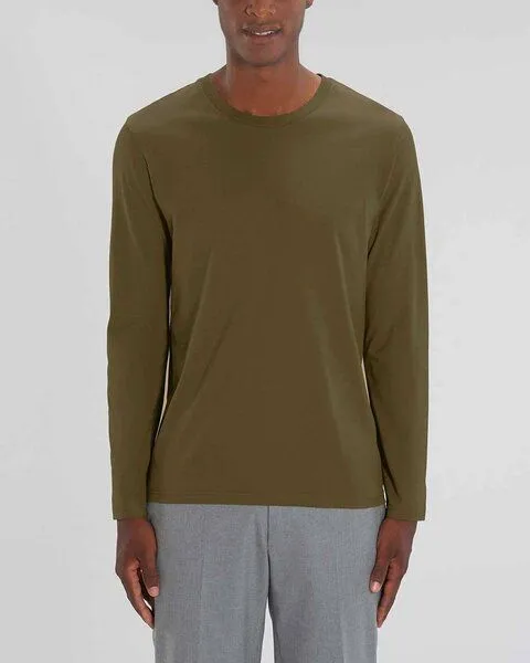 YTWOO YTWOO Herren Langarmshirt, Longsleeve aus Bio-Baumwolle, nachhaltig, Khaki, – Produktbild 1 von 3
