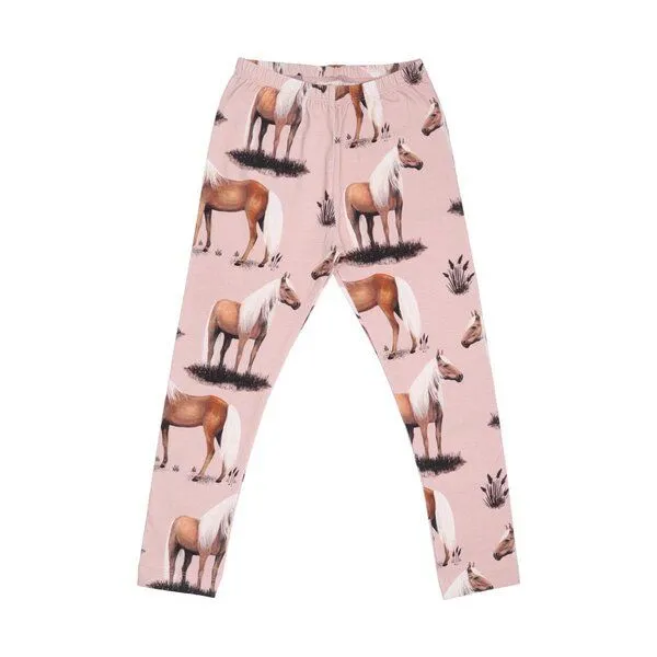Walkiddy Walkiddy Beauty Horses - Nachhaltige Rosa Leggings, Umweltfreundlich & Stilvoll – GOTS zertifiziert – Produktbild 1 von 2