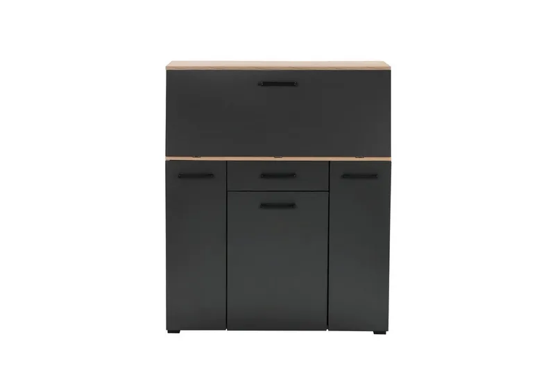 OTTO home Sekretär Moid, Home-Office-Schreibtisch, viele Stauraummöglichkeiten, kompaktes & modernes Design, B. 88,5 cm, Schwarz, – Produktbild 3 von 5