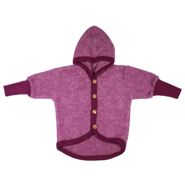 Cosilana Cosilana Baby Fleece-Jacke mit Kapuze kbT Wolle Bio Baumwolle, Weinrot melange, – Produktbild 1 von 1