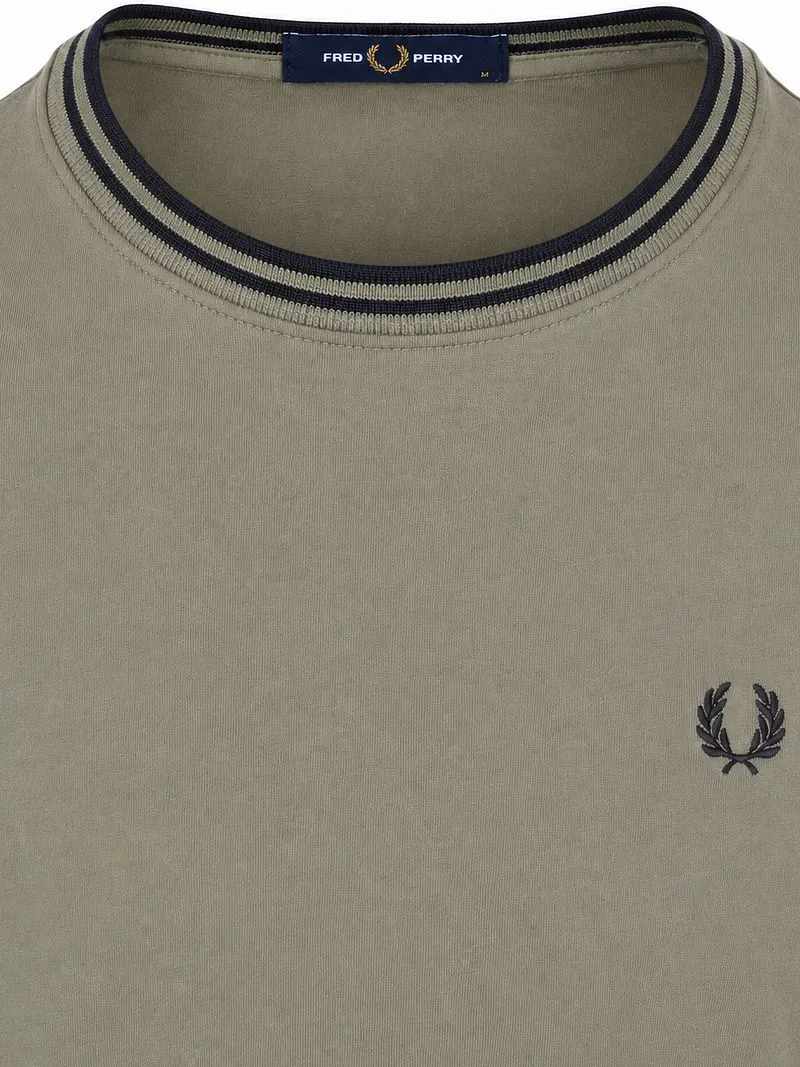 Fred Perry Fred Perry Twin Tipped T-Shirt Grün Z50 - Größe XXL, Grün, – Produktbild 3 von 5