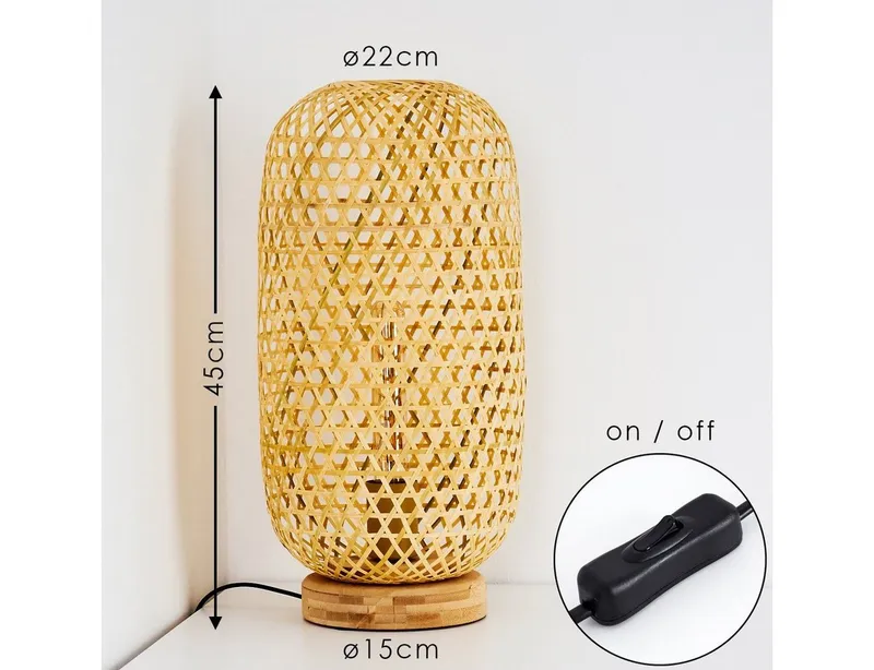 hofstein Tischleuchte »Bergeggi« 1-flammige Tischlampe aus Bambus in Natur, ohne Leuchtmittel, Lichteffekt u. An-/Ausschalter, E27, Beige|braun, – Produktbild 2 von 4