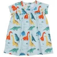 Walkiddy Baby Kleid GOTS zertifiziert – 95% Bio-Baumwolle, Hellblau mit Dinosauriermotiv, Kurzarm, weich & bequem | Walkiddy – Produktbild 1 von 1