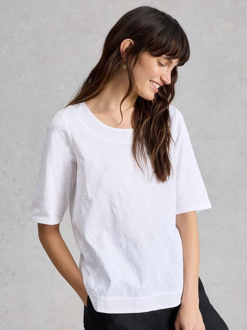 White Stuff Besticktes Top Weaver - 50, Reines weiß, – Produktbild 3 von 4