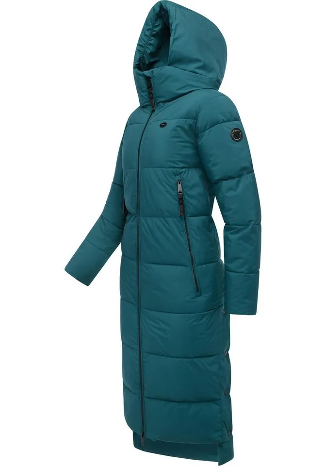 ragwear ragwear Wintermantel Patrise Extralanger Damen Winter Steppmantel mit Gehschlitzen, Grün, – Produktbild 3 von 4