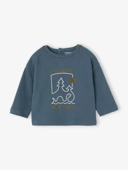 Vertbaudet Baby Shirt mit Print und Druckknöpfen hinten pfauen – Produktbild 1 von 1
